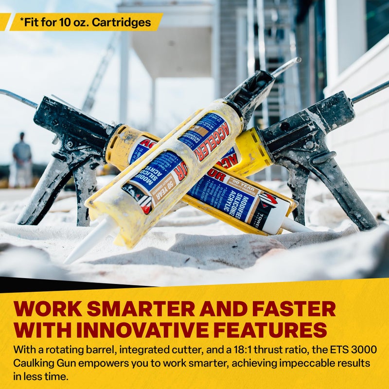 Dripless Brand ETS3000 Composite Caulk Gun for gunning 10oz / 300ml Sealant or Adhesive Cartridges - 18:1 Thrust Ratio - Unibody Revolving Cradle - Optional Drip/Dripless switch - ProBuilder Grade - Image 2